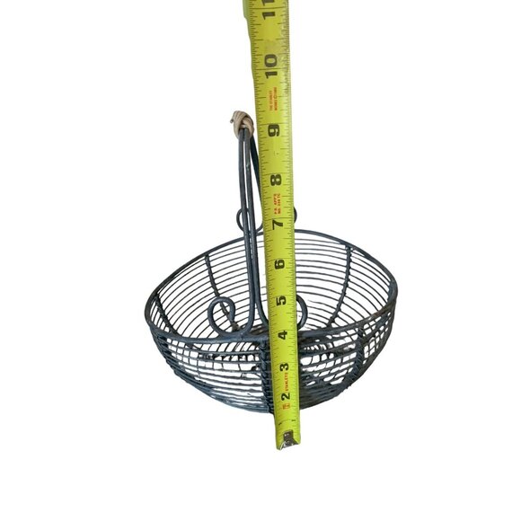 Vintage Chicken Egg Metal Wire Basket w Handle, Hand Tied, Weathered - Picture 8 of 9